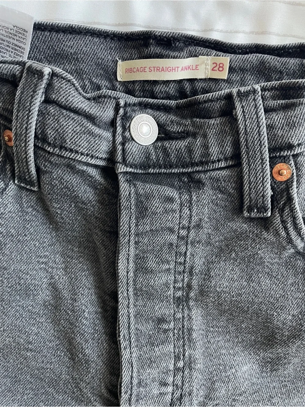 Levi's Men's Washed Charcoal Ribcage Straight Ankle Jeans Button Fly